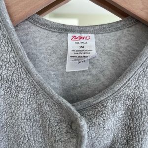 3 months Grey fleece Zutano coverall.